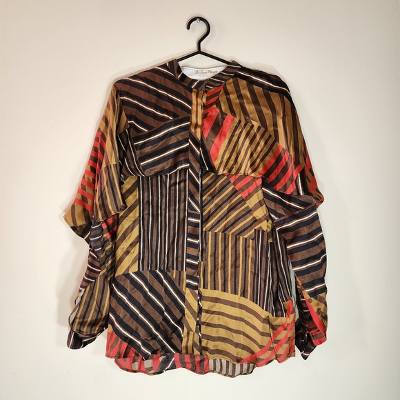 Striped shirt LE SARTE PETTEGOLE mandarin collar Cocoa Blouse - Picture 4 of 11